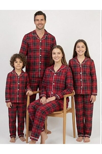 asiltr Father-Mother-Daughter-Son Cotton Plaid Pattern Suede Fabric Button Pa...