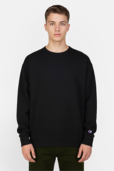 Champion سويت شيرت رجالي رياضي بأكمام طويلة مناسب للخارج، أسود