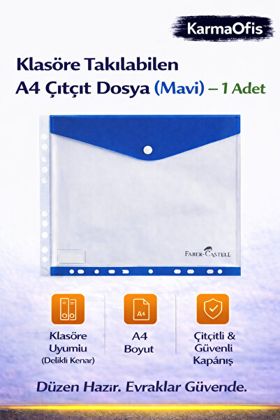 Faber Castell Синій A4 файл з застібкою, що кріпиться до папки – 1 шт. | Проз...