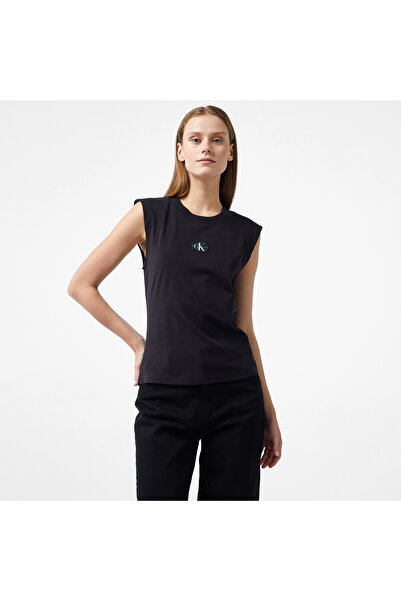Calvin Klein Jeans Woven Label Loose Muscle Kadın Siyah T-Shirt