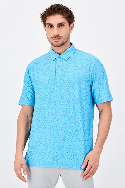 Greg Norman Men Sportswear Fit Short Sleeves Training Polo Shirt, Blue