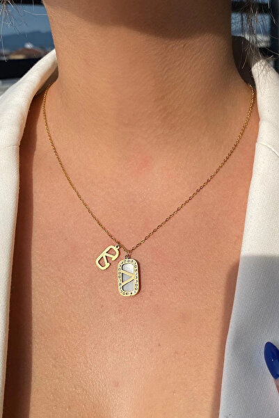 Eflin Modaa Altın Renk V Halfli Çelik Kolye