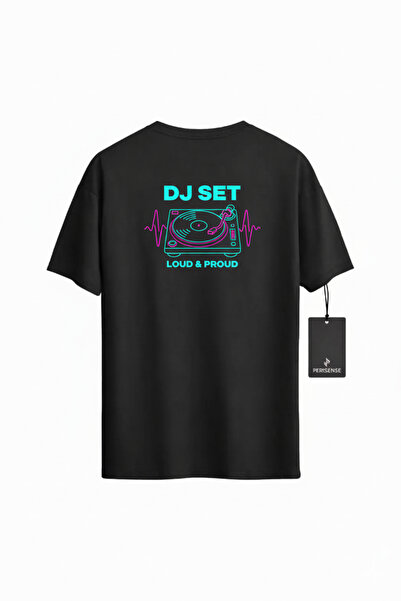 PERISENSE Unisex Dj Set Printed Premium Combed Cotton Oversized T-Shirt