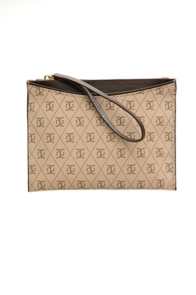 Shkup Women's Patterned Zippered Portfolio Bag with Wrist Strap - Casual & St...