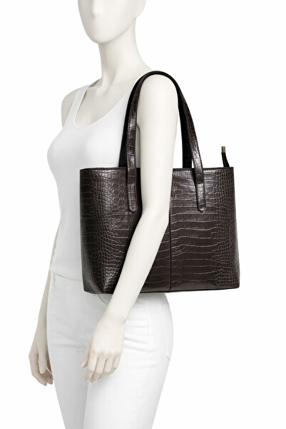 Borghetto Women's Crocodile Pattern 2 Sleeve Zippered Large Size Bag Shoulder...