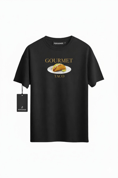 PERISENSE Unisex Gourmet Taco Printed Premium Combed Cotton Oversized T-Shirt