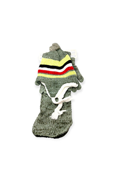 Mustran Set de 3 pălărie, mănuși și eșarfă pentru copii de 4-8 ani, cu blană ...