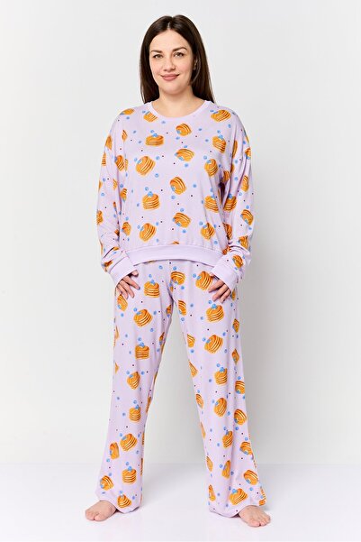 Kensie Women 2 Pcs Allover Print Long Sleeve Pyjama Set, Multicolor