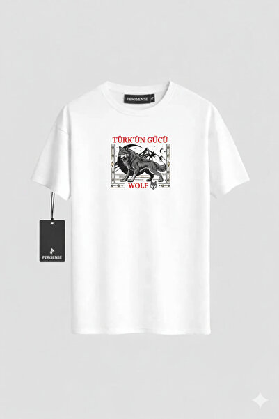 PERISENSE Unisex Anatolian Wolf Printed Premium Combed Cotton Oversized T-Shirt