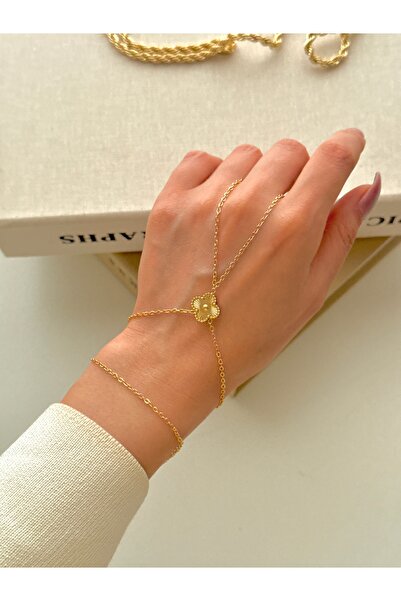 YOUES JEWELRY 14K ALTIN RENK ÇELİK ŞAHMERAN BİLEKLİK