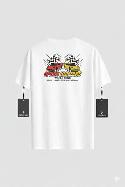 PERISENSE Unisex Street Racer Printed Premium Combed Cotton Oversized T-Shirt