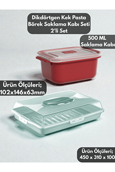 PONÇİK BEBEK Rectangular Cake Pastry Storage Container, Lockable Glass Transp...