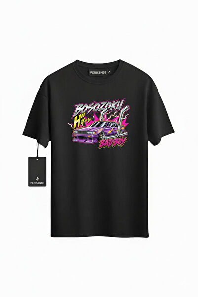 PERISENSE Unisex Bosozoku Rebel Printed Premium Combed Cotton Oversized T-Shirt