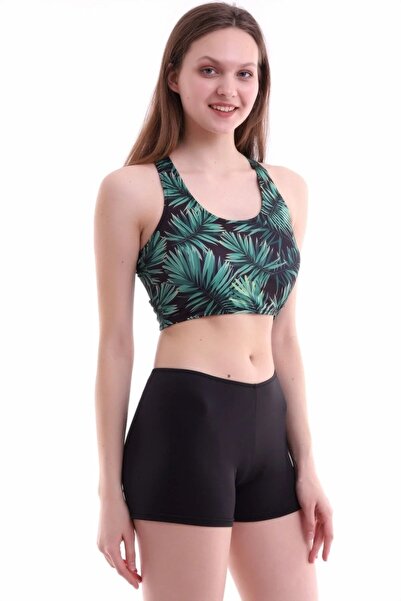 SUERTO Şortlu Badi Bikini Takımı Esnek Likralı Kumaş Şortlu Astarlı Badi İç k...