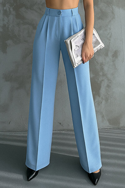Mogi Butik Women's Pleated High Waist Lycra Palazzo Trousers 3024