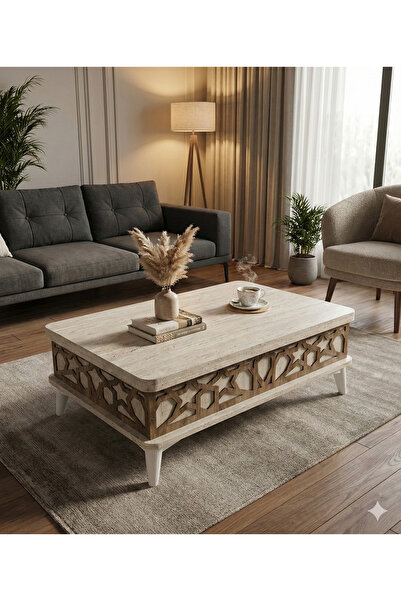 Alıcıoğlu Mobilya Traverten Model Akıllı Sehpa