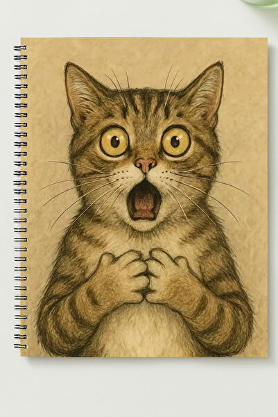 BLACKONECLASS ŞAŞKIN KEDİ A5 Metal Spiralli Çizgisiz kalın bristol Kapak ŞAŞK...