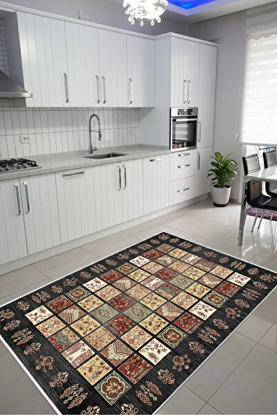 CENTER AVM Renkli Halı Mutfak Halısı Makinede Yıkanabilir Halı Kaymaz Taban Halı