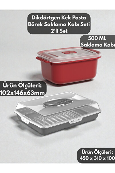 PONÇİK BEBEK Rectangular Cake Pastry Storage Container, Lockable Glass Transp...