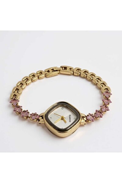 EleganTrend Pink Crystal Stone Watch