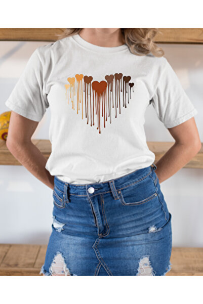 shi dumanlar giyim تيشيرت للجنسين مطبوع عليه قلب من قلب، مقاس كبير، تيشيرت تي...