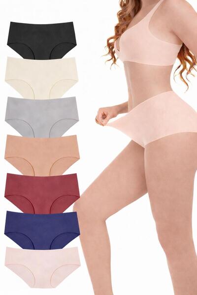 Adeniz Pachet de 7 chiloți Bato cu tăiere cu laser, talie extra înaltă, fără ...