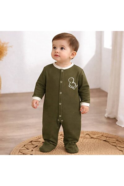 KapsülBebek Baby Boy Jumpsuit with Booties and Snap Fasteners – 100% Cotton
