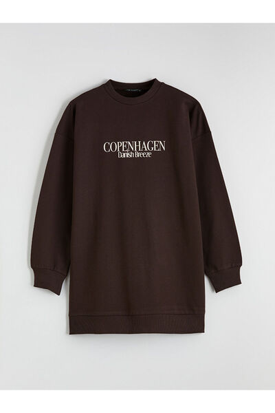 LC Waikiki Brown copenhagen Printed women's sweatshirt tunic from gülis store