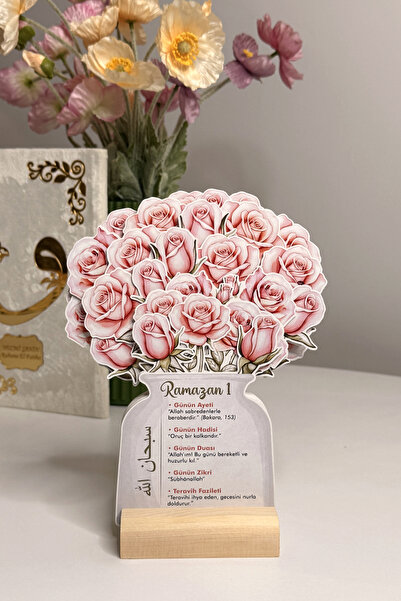 tifopix Ramazan Takvimi Pembe Gül Temalı Çiçekli - 30 Günlük Ramazan Takvimi ...
