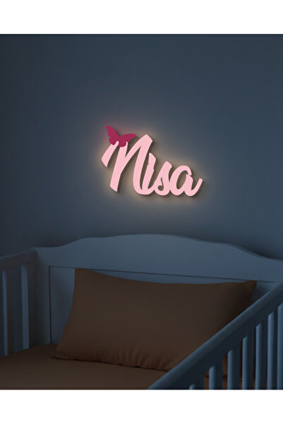 Pofu.art Pofu Art Kişiye Özel LED’li İsimlik Kapı Süsü & Ahşap Gece Lambası 6...