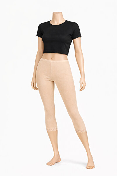 belpa Below Knee Lace Cotton Leggings,Combed Cotton Leggings, Capri Leggings ...