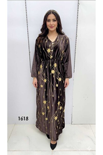 Razan Fashion Velvet house dress with elegant embroidery, available in ample ...