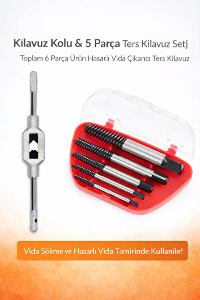SENBANG Kılavuz Kolu ve 5 Parça Ters Kılavuz Seti – 6 Parça Hasarlı Vida Sökm...