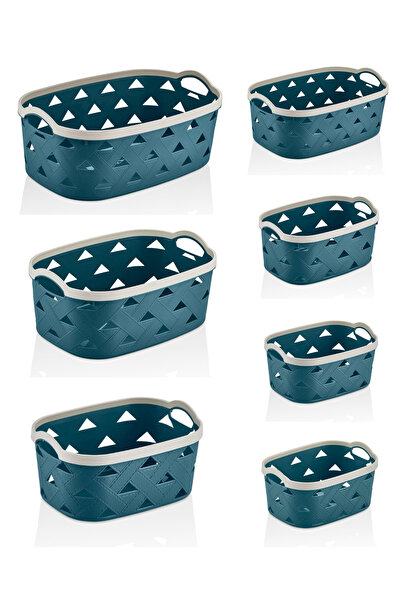 Sungroup Leather Design 7 Different Sizes Basket Set - Bathroom and Kitchen O...