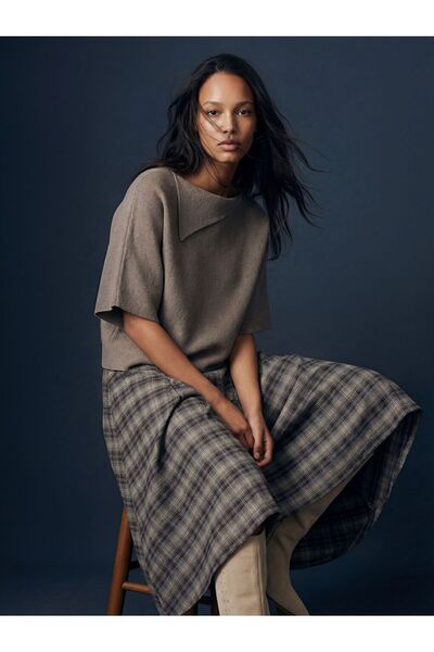 LC Waikiki Lcwaikiki Classic Asymmetric Collar Oversized Women's Knitwear Swe...