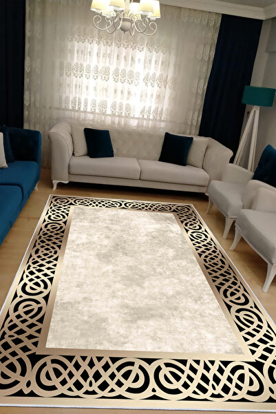 CENTER AVM Kahverengi Halı Salon Halısı Makinede Yıkanabilir Halı Kaymaz Taba...