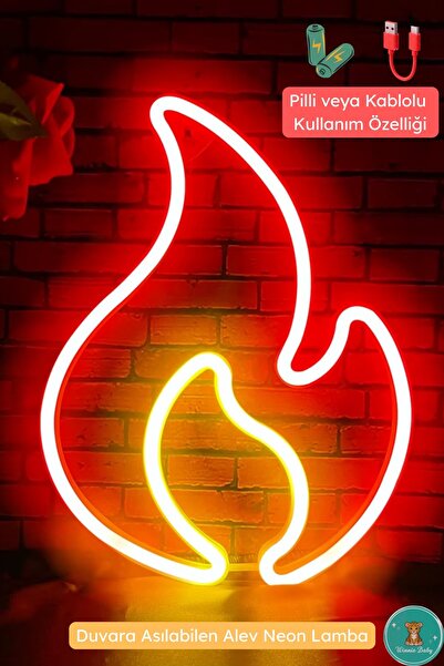Winnie Baby Alev Neon Led Duvara Asılabilen Usb'li ve Pilli Lamba Çocuk Odası...