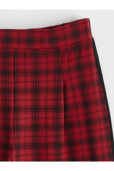 LC Waikiki Plaid Patterned Girls' Sweatpants with Stripes on the Sides