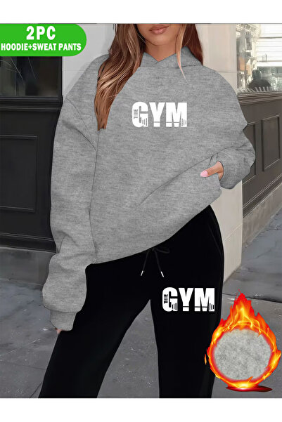 GHZAL Home Collection Unisex gym printed Hooded tracksuit set - oversized tra...