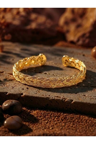 shesra Mengüer Premium Seri 14 Ayar Altın Kaplama Çelik Hasır Örgü Kelepçe Bi...