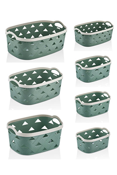 Sungroup Leather Design 7 Different Sizes Basket Set - Bathroom and Kitchen O...