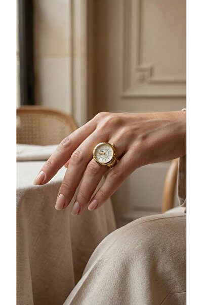 KLISHE Butik ساعة أيّا يوز رينج ذهبية اللون، حزام قابل للتمدد بقياس تلقائي، أ...