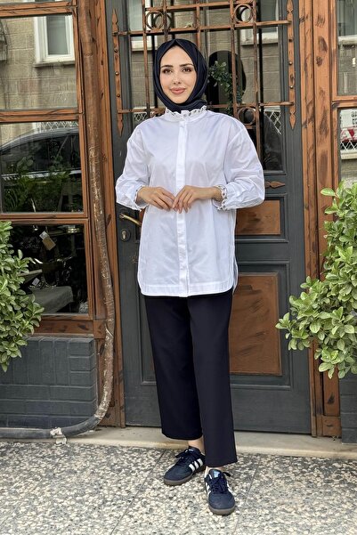 Venöve 26FWGOM0008 Yaka İşlemeli Kadın Gömlek Beyaz