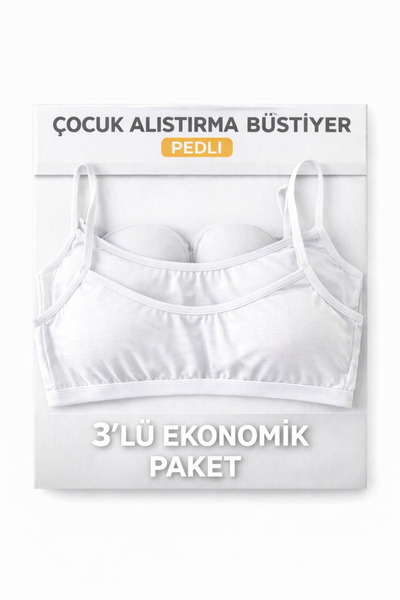 QULAT Girl's Padded Training Bustier Cotton Colorful 3-Piece Economical Pack