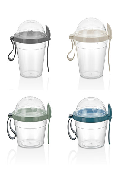 Sungroup 4 τεμάχια Granola Muesli Milk Cup, Δοχείο γιαουρτιού με κουτάλι, 2 τ...