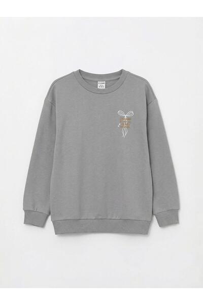 LC Waikiki Sweatshirt pentru fete cu imprimeu Sparkly Choices Zero Roba Colla...