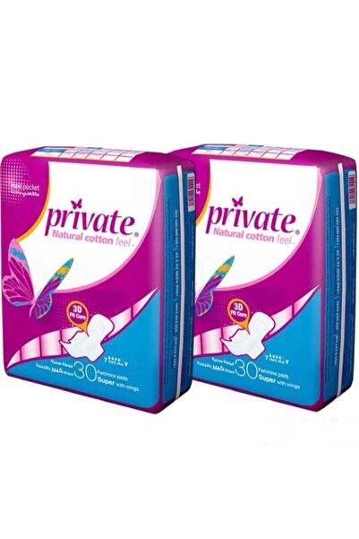 PRİVATE Pack of Sanitary Pads with Natural Cotton Feel - 30 Pieces