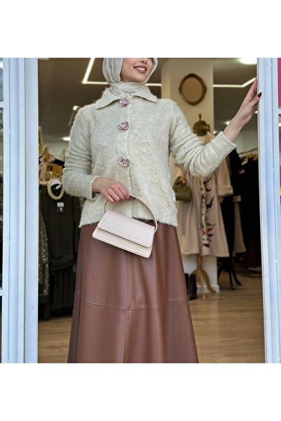 Burcia Stone-Embellished Button Detail Knit Cardigan