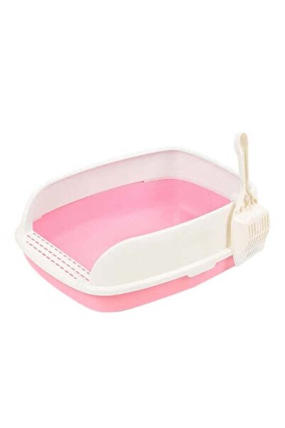 MBS LW Large Open Cat Litter Box Prevents Splashing Pink/White