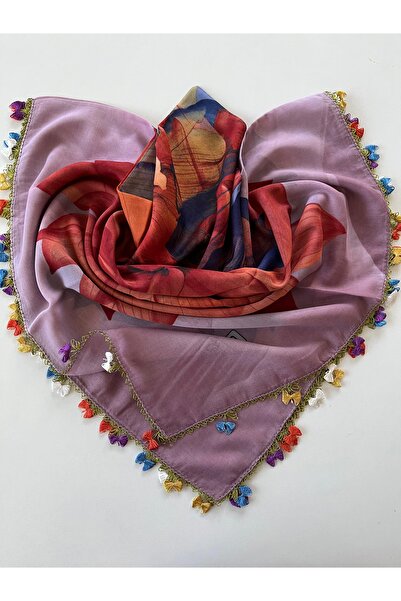 REYYAN Eșarfă cu broderie manuală și cusături fine/lucru manual/acoperământ p...